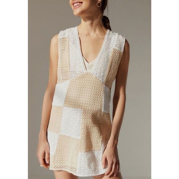 Urban outfitters kay patchwork eyelet Dress Size L - Picture 2 of 8